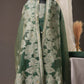 Floral Embroidered Teal Green Soft Cotton Unstitched Suit with Coordinated Dupatta
