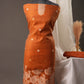 Floral Embroidered Rust Orange Soft Cotton Unstitched Suit with Coordinated Dupatta
