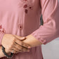 Blush Pink Viscose Rayon Kurta Set with Floral Embroidery