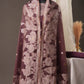 Floral Embroidered Wine Soft Cotton Unstitched Suit with Coordinated Dupatta