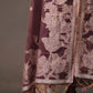 Floral Embroidered Wine Soft Cotton Unstitched Suit with Coordinated Dupatta