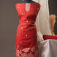 Floral Embroidered Rust Red Soft Cotton Unstitched Suit with Coordinated Dupatta