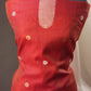 Floral Embroidered Rust Red Soft Cotton Unstitched Suit with Coordinated Dupatta