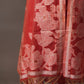 Floral Embroidered Rust Red Soft Cotton Unstitched Suit with Coordinated Dupatta