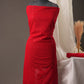 Elegant Red Georgette Unstitched Suit with Sequence Work & Solid Chiffon Dupatta