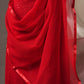 Elegant Red Georgette Unstitched Suit with Sequence Work & Solid Chiffon Dupatta