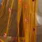 Sunshine Yellow Chanderi Cotton Unstitched Suit with Multicolour Floral thread work & Net Dupatta