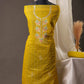 Warm Pista Green Chanderi Cotton Unstitched Suit with Embroidery With Sequence & Zari-line Dupatta