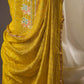Warm Pista Green Chanderi Cotton Unstitched Suit with Embroidery With Sequence & Zari-line Dupatta