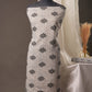 Elegant Grey Cotton Unstitched Suit with Black Floral Print and Printed Dupatta