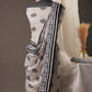 Elegant Grey Cotton Unstitched Suit with Black Floral Print and Printed Dupatta