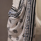 Elegant Grey Cotton Unstitched Suit with Black Floral Print and Printed Dupatta
