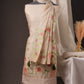 Beige Muslin Cotton Unstitched Suit with Multicolour Weaving Floral & Animal Motifs