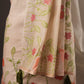Beige Muslin Cotton Unstitched Suit with Multicolour Weaving Floral & Animal Motifs
