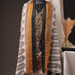 Royal Black & Beige Pakistani Unstitched Suit with Embroidered Neck Patch & Puff Sleeves