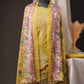 Lemon Yellow Pakistani Unstitched Suit with Embroidered Neck Patch & Puff Sleeves