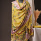 Lemon Yellow Pakistani Unstitched Suit with Embroidered Neck Patch & Puff Sleeves