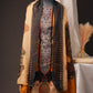 Mustard Pakistani Unstitched Suit with Embroidered Neck & 2-Line Sleeves