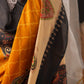 Mustard Pakistani Unstitched Suit with Embroidered Neck & 2-Line Sleeves