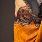 Mustard Pakistani Unstitched Suit with Embroidered Neck & 2-Line Sleeves