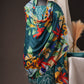 Teal Green Pakistani Unstitched Suit with Multicolour Floral Dupatta & 2-Line Sleeves
