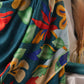 Teal Green Pakistani Unstitched Suit with Multicolour Floral Dupatta & 2-Line Sleeves