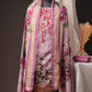 Lavender Printed Pakistani Unstitched Suit with Embroidered Neck & Corner Patch