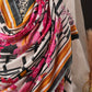 Black Printed Pakistani Unstitched Suit with Embroidered Neck Patch & Hand Puff Sleeves