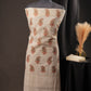 Cream Butti Paisley Cotton Unstitched Suit with Thread Work & Chiffon Dupatta