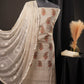 Cream Butti Paisley Cotton Unstitched Suit with Thread Work & Chiffon Dupatta