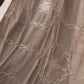 Cream Striped Floral Butti Print Cotton Unstitched Suit with Thread Work & Chiffon Dupatta