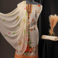Elegant Off-White Orange Georgette Ciffly Unstitched Suit with Floral Print & Embroidered Neckline