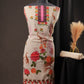 Off-White Georgette Unstitched Suit with Pink Panel Neck & Floral Printed Dupatta