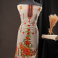 Elegant Off-White Rust Brown Georgette Ciffly Unstitched Suit with Floral Print & Embroidered Neckline
