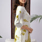 White & Yellow Tie-Dye Print Rayon Kurta Set with Dupatta