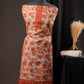 Off-White Cotton Unstitched Suit with Orange Floral Printed On Top & Ciffly Dupatta