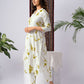 White & Yellow Tie-Dye Print Rayon Kurta Set with Dupatta