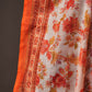 Off-White Cotton Unstitched Suit with Orange Floral Printed On Top & Ciffly Dupatta