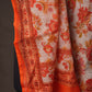 Off-White Cotton Unstitched Suit with Orange Floral Printed On Top & Ciffly Dupatta