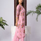 Blush Pink Floral Print Rayon Kurta Set with Dupatta