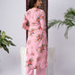 Blush Pink Floral Print Rayon Kurta Set with Dupatta