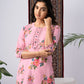 Blush Pink Floral Print Rayon Kurta Set with Dupatta