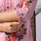 Blush Pink Floral Print Rayon Kurta Set with Dupatta