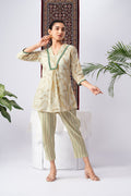 Cream & Leaf Print Pure Cotton Co-Ord Set