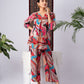 Multicolour Abstract Print Silk Blend Co-Ord Set