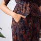 Navy Blue & Abstract Print Pure Silk Co-Ord Set