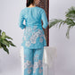 Sky Blue Floral Print Viscose Rayon Co-Ord Set