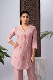 Blush Pink Embroidered Viscose Rayon Co-Ord Set