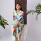Lime Green Multicolour Abstract Print Silk Blend Co-Ord Set