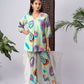 Lime Green Multicolour Abstract Print Silk Blend Co-Ord Set